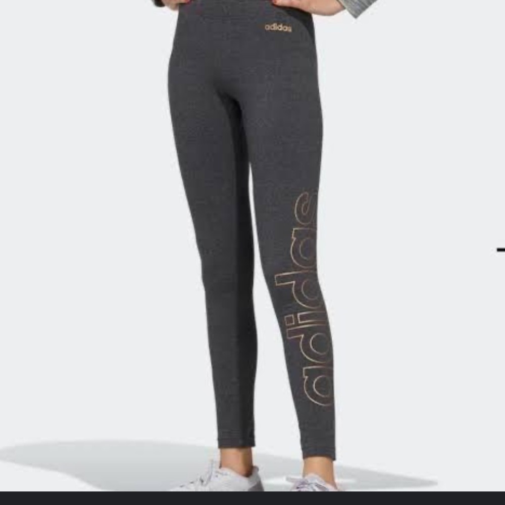 Adidas Women's ESSENTIALS COTTON TIGHTS Charcoal/Copper Metal Sz M NWT